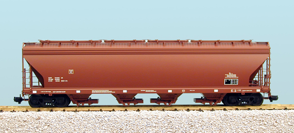 UNDECORATED 4-BAY CENTER FLOW COVERED HOPPER RED OXIDE