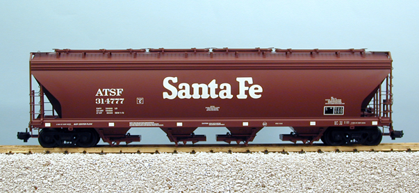 ATSF 4-BAY CENTER FLOW COVERED HOPPER MINERAL BROWN