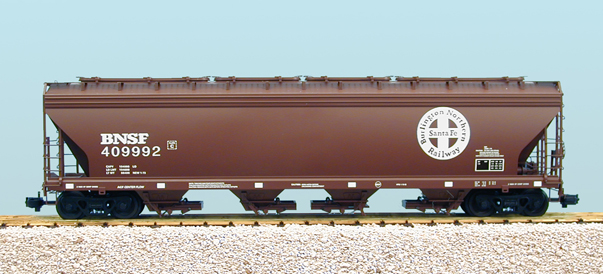 BNSF 4-BAY CENTER FLOW COVERED HOPPER MINERAL BROWN