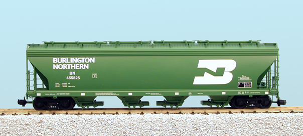 BURLINGTON NORTHERN 4-BAY CENTER FLOW COVERED HOPPER GREEN