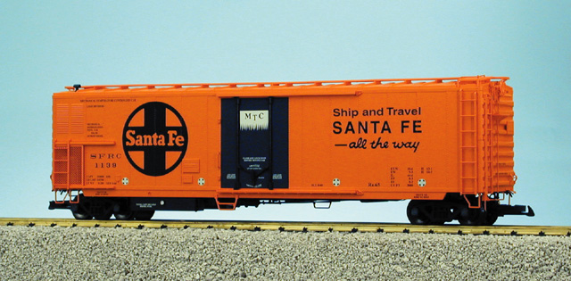 SANTA FE SHIP/TRAVEL 50 REEFER CAR ORANGE/BLACK