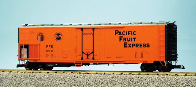 PACIFIC FRUIT EXPRESS SP/UP 50 REEFER ORANGE/BROWN/SLIVER