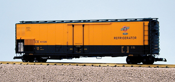 RIO GRANDE 50 REEFER CAR YELLOW/GREEN