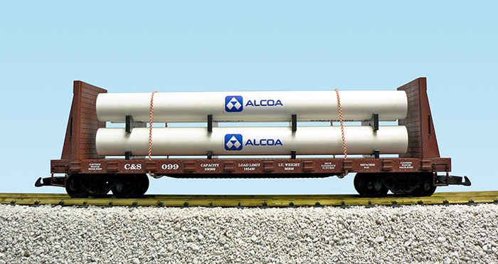 C&S PIPE LOAD FLATCAR W/ALCOA PIPE LOAD #099 BC RED